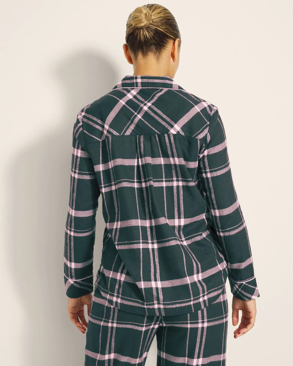 Super Soft Long-Sleeve Notch Collar Pajama Top - ASPEN PLAID EVERGLADE | Soma discount