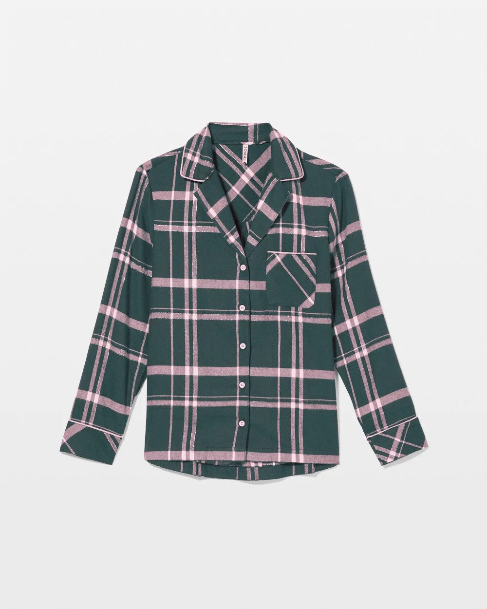 Super Soft Long-Sleeve Notch Collar Pajama Top - ASPEN PLAID EVERGLADE | Soma discount