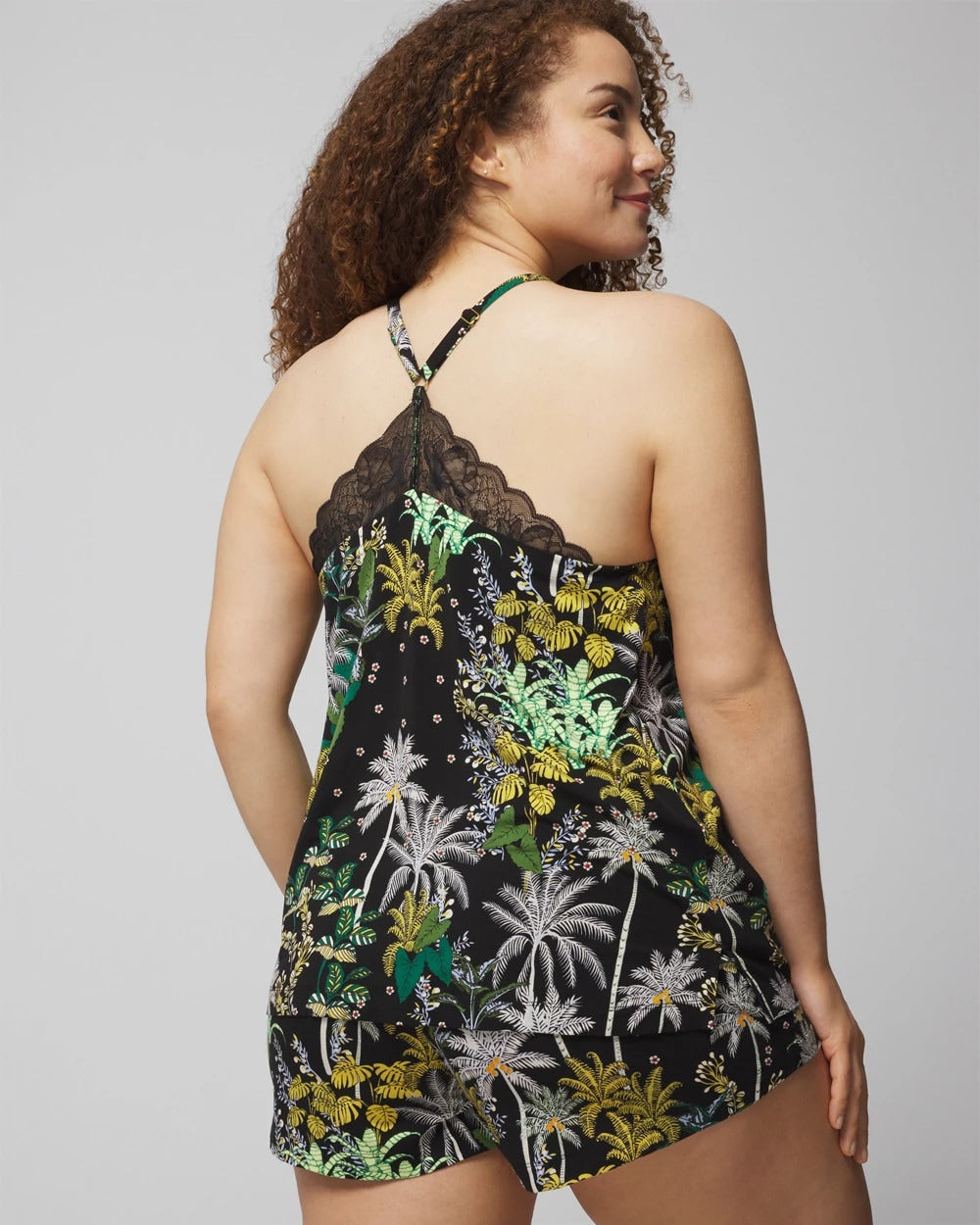 Lace Pajama Cami - OASIS PALMS BLACK/WS | Soma outlet