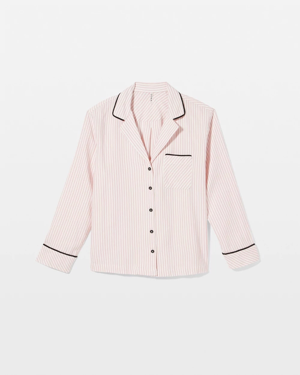 Long-Sleeve Notch Collar Pajama Top - STOCKING STRIPE VERT PINK | Soma near me