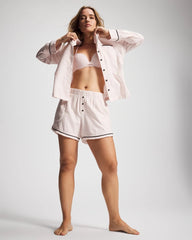 Velvet Piped Boxer Pajama Short - STOCKING STRIPE VERT PINK | Soma on sale