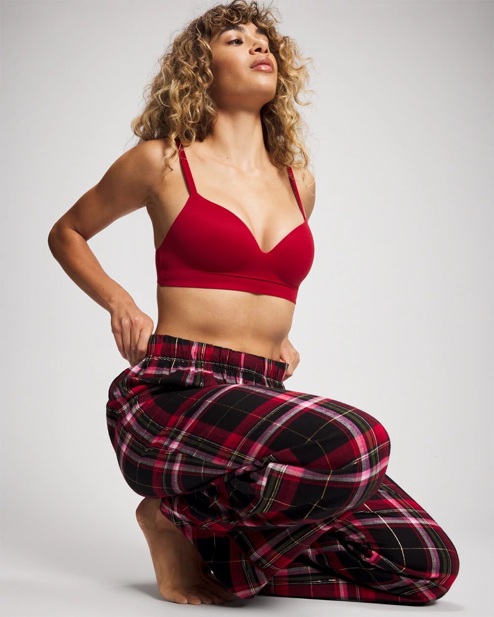 Velvet Piped Relaxed Pajama Pant - MAD FOR PLAID BLACK | Soma Online
