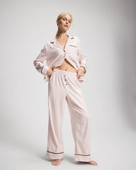 Velvet Piped Relaxed Pajama Pant - STOCKING STRIPE VERT PINK | Soma outlet