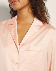 Long-Sleeve Notch Collar Pajama Top - PIN STRIPE VERTICAL PEACH | Soma near me