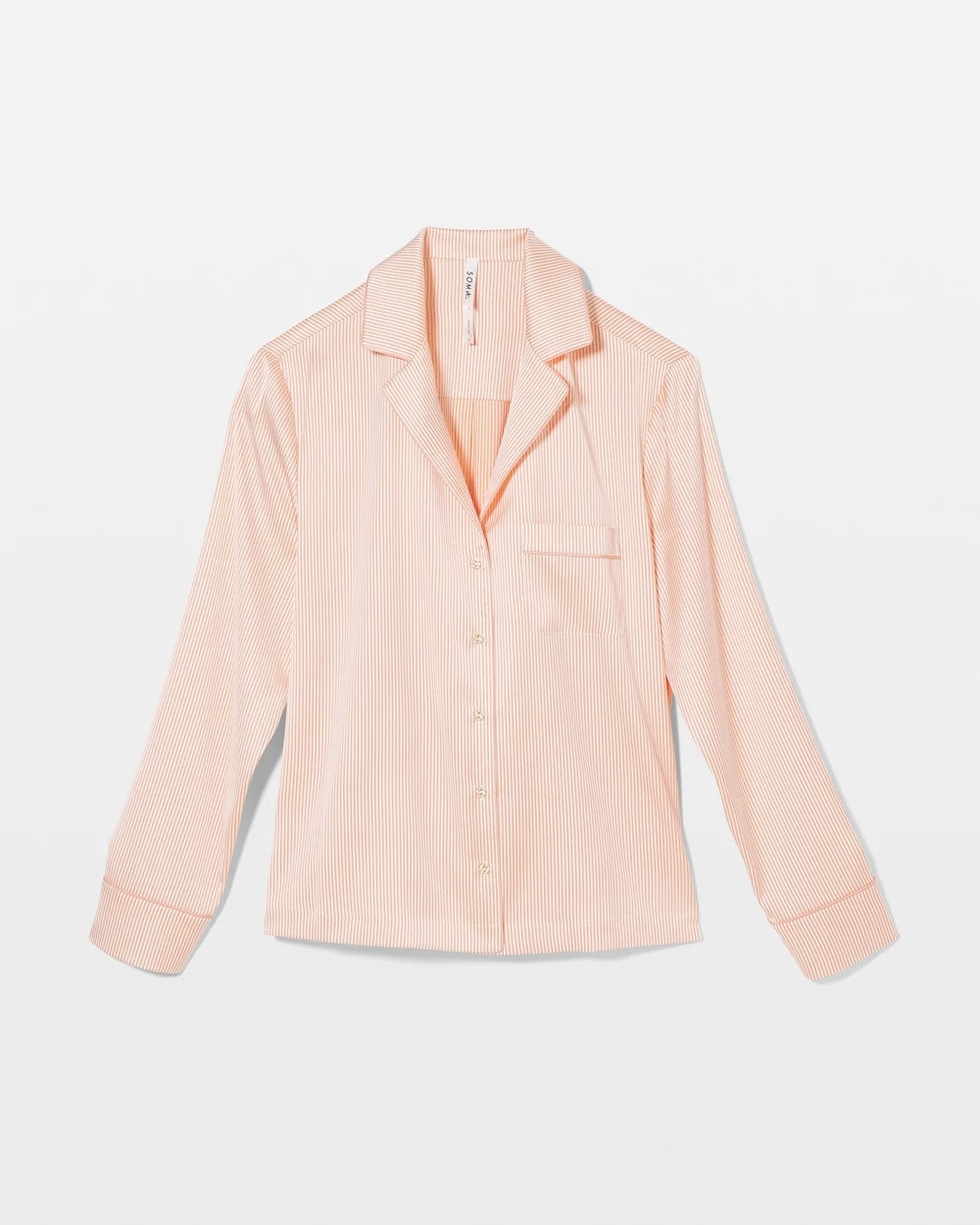 Long-Sleeve Notch Collar Pajama Top - PIN STRIPE VERTICAL PEACH | Soma near me