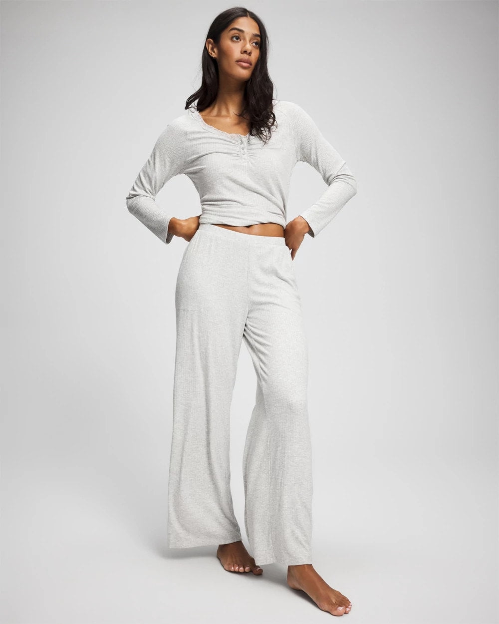 Pointelle Wide Leg Pajama Pant - HEATHER FROST | Soma Online