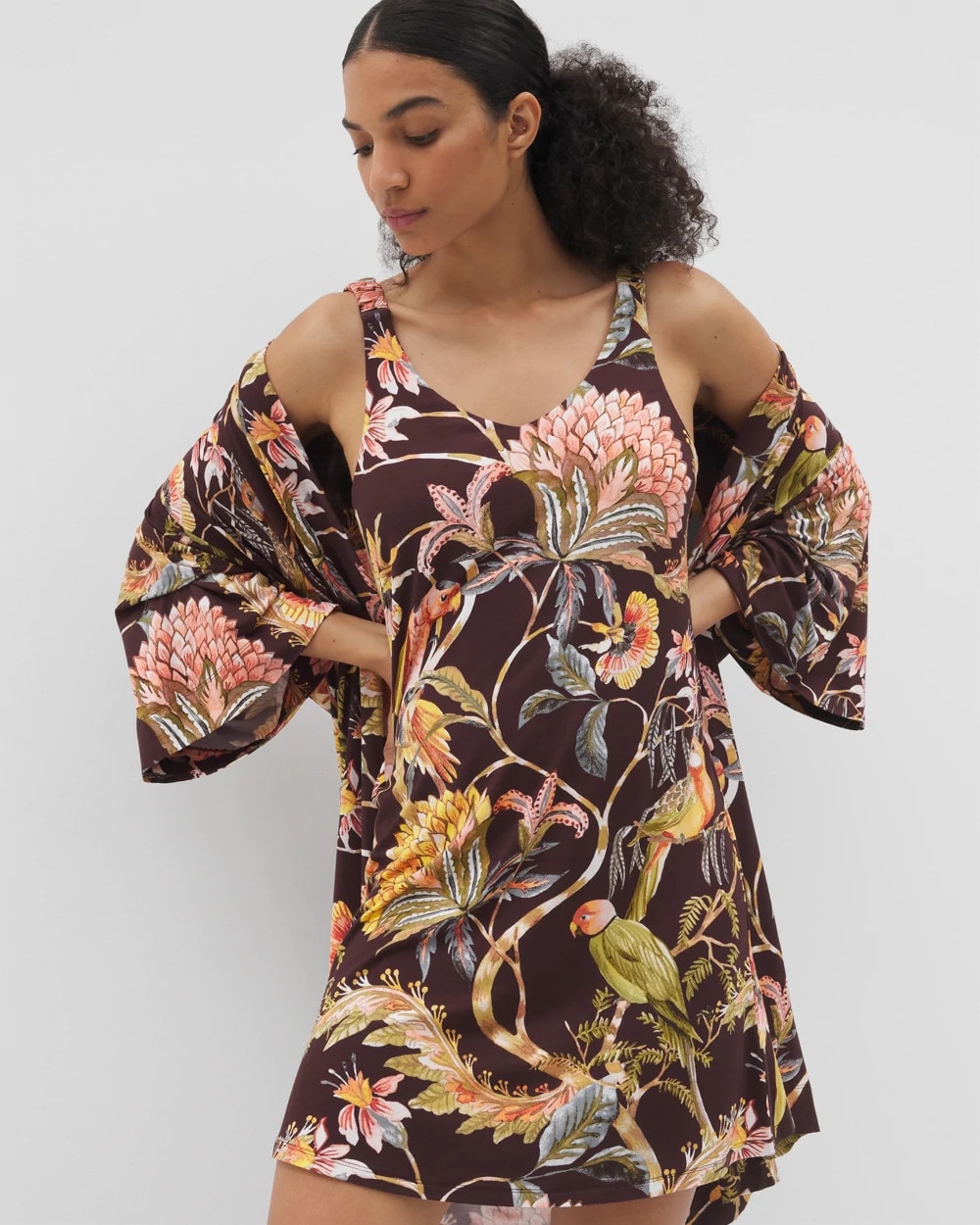 Shirred Strap Chemise - PARROT-DISO PLUME G PLUM | Soma discount