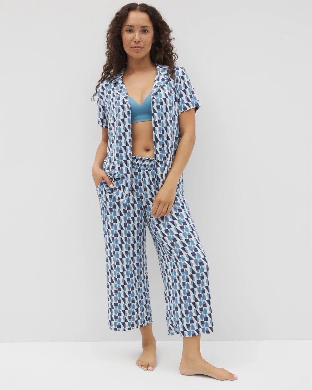 Cropped Pajama Pants - PRISM GEO MID NAVY | Soma near me