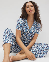 Cropped Pajama Pants - PRISM GEO MID NAVY | Soma near me