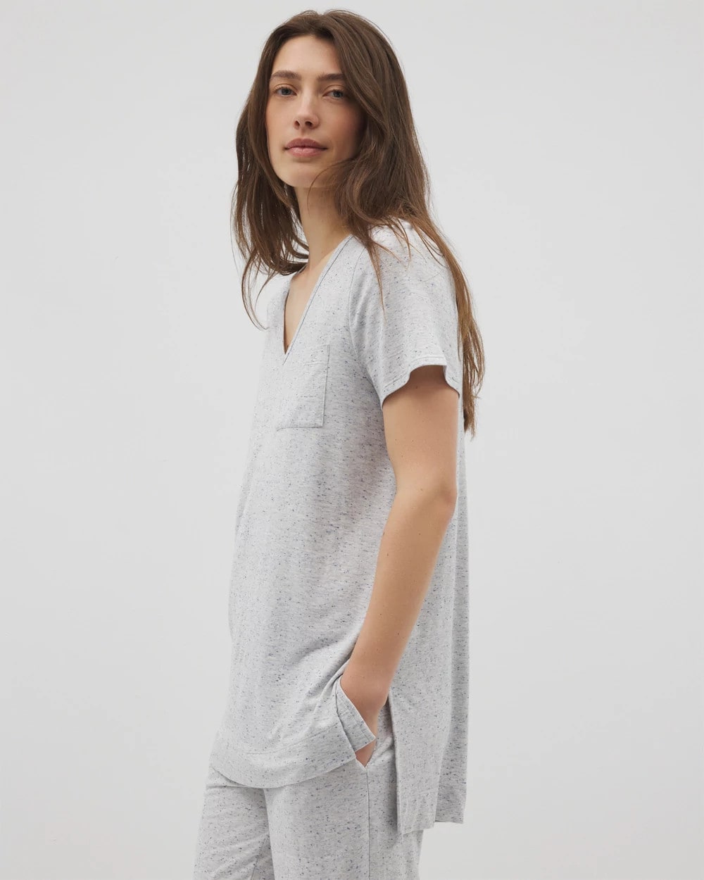 Slub Short Sleeve Tunic Pajama Tee - BLUE SLUB | Soma for sale