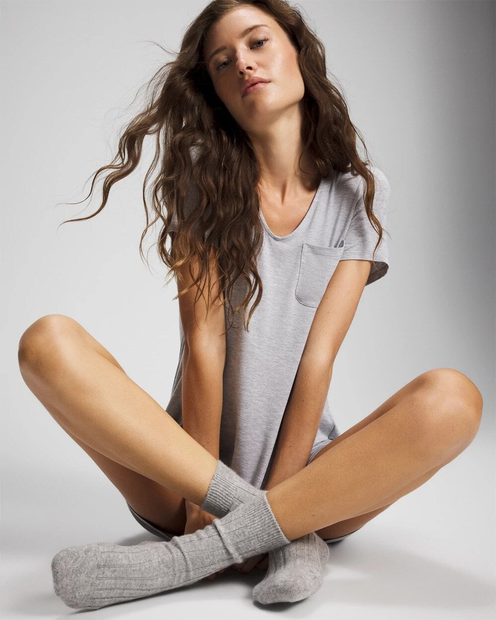 Short-Sleeve Sleepshirt - HEATHER OPAL GRAY | Soma on sale