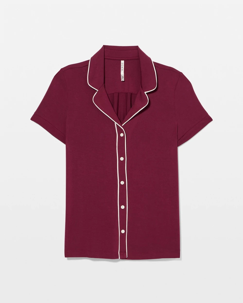 Solid Short Sleeve Notch Collar Pajama Top - VELVET PLUM | Soma sale
