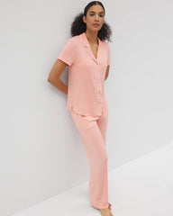 Solid Short Sleeve Notch Collar Pajama Top - PALOMA GLOW | Soma near me
