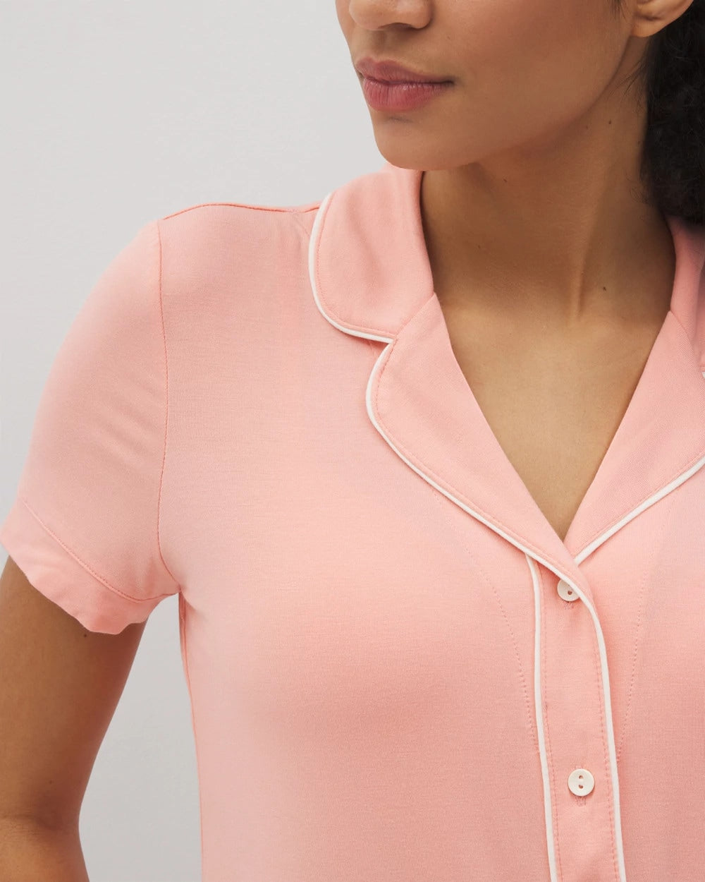 Solid Short Sleeve Notch Collar Pajama Top - PALOMA GLOW | Soma near me