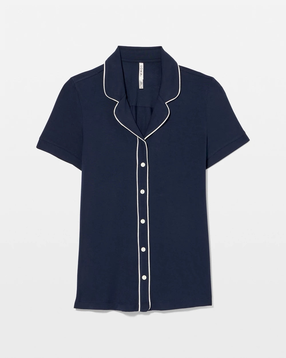 Solid Short Sleeve Notch Collar Pajama Top - NIGHTFALL NAVY | Soma for sale
