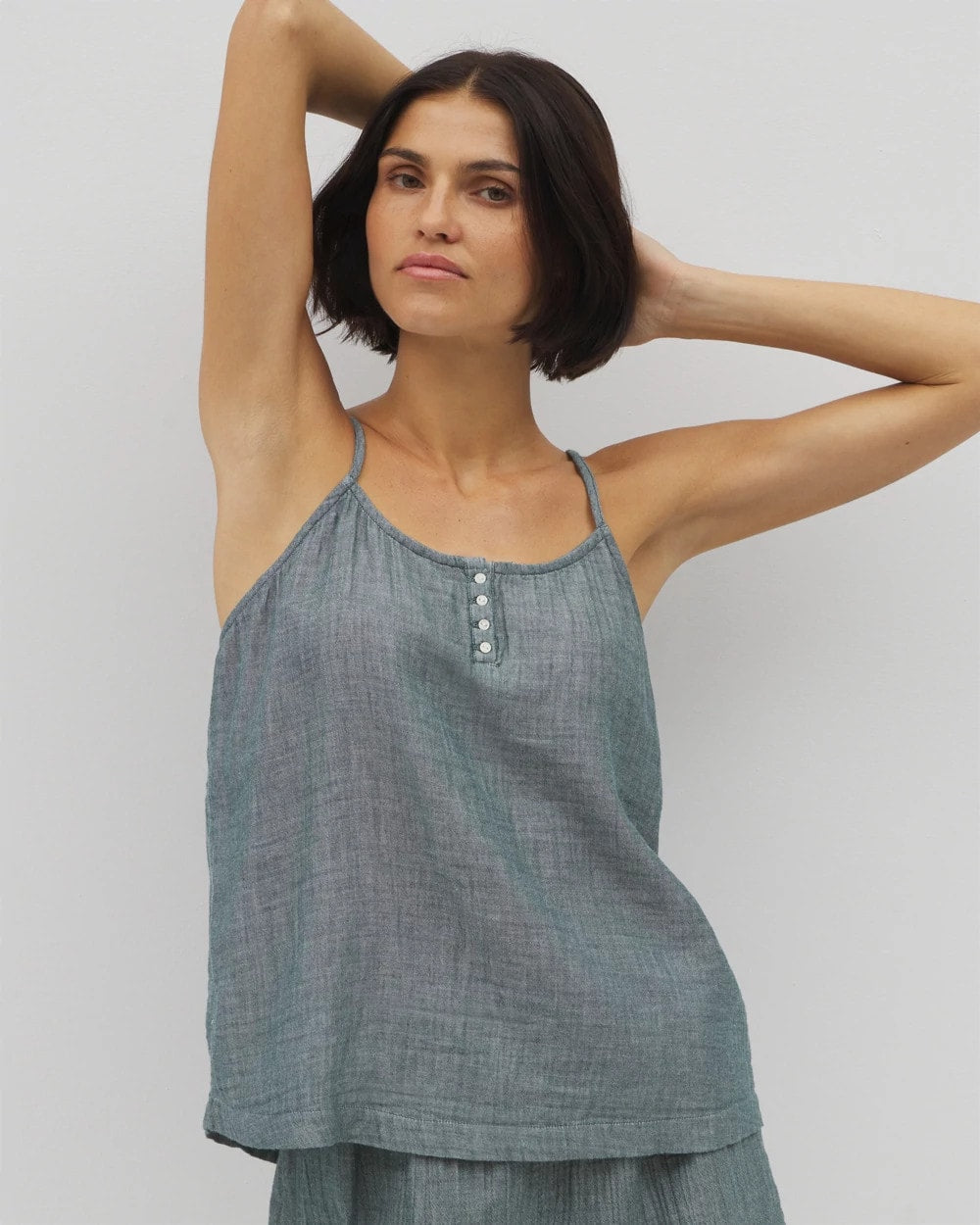 Cotton Gauze Pajama Cami - DARK SEA CROSSDYE | Soma outlet