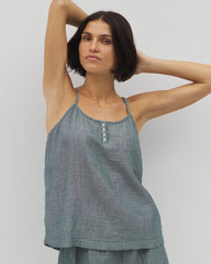 Cotton Gauze Pajama Cami - DARK SEA CROSSDYE | Soma outlet