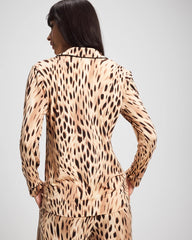 Long-Sleeve Printed Notch Collar Pajama Top - SPLENDID LEOPARD AMBER | Soma Online