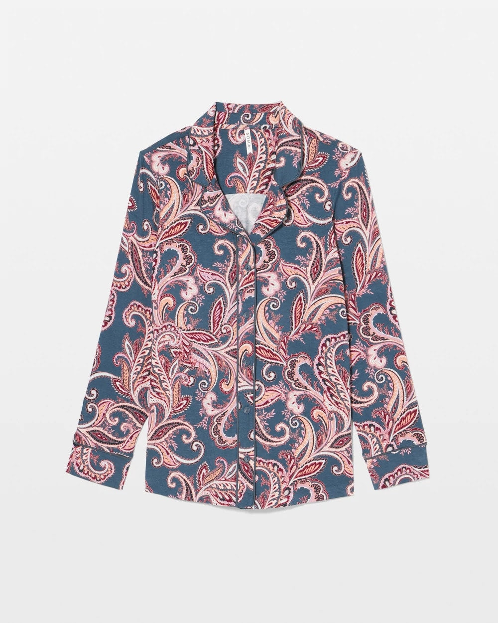 Long-Sleeve Printed Notch Collar Pajama Top - IMPERIAL PAISLEY MD PET | Soma discount