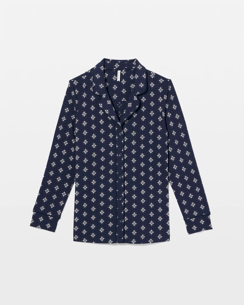 Long-Sleeve Printed Notch Collar Pajama Top - BELLE FOULARD NAVY | Soma Online