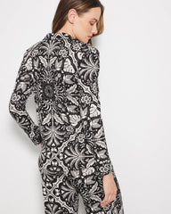 Long-Sleeve Printed Notch Collar Pajama Top - AMAZONIA TILE BLACK | Soma for sale