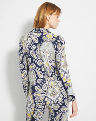Long-Sleeve Printed Notch Collar Pajama Top - STYLISH PAISLEY NAVY | Soma on sale