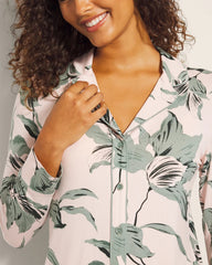 Long-Sleeve Printed Notch Collar Pajama Top - BLOOM BREEZE G SEPIA ROSE | Soma outlet