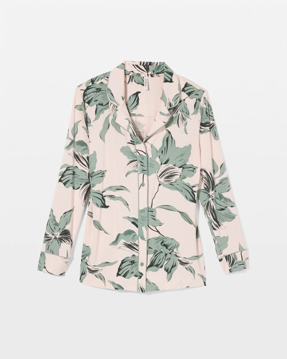 Long-Sleeve Printed Notch Collar Pajama Top - BLOOM BREEZE G SEPIA ROSE | Soma outlet