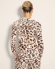 Long-Sleeve Printed Notch Collar Pajama Top - ANIMAL AURA WHITE SMOKE | Soma near me