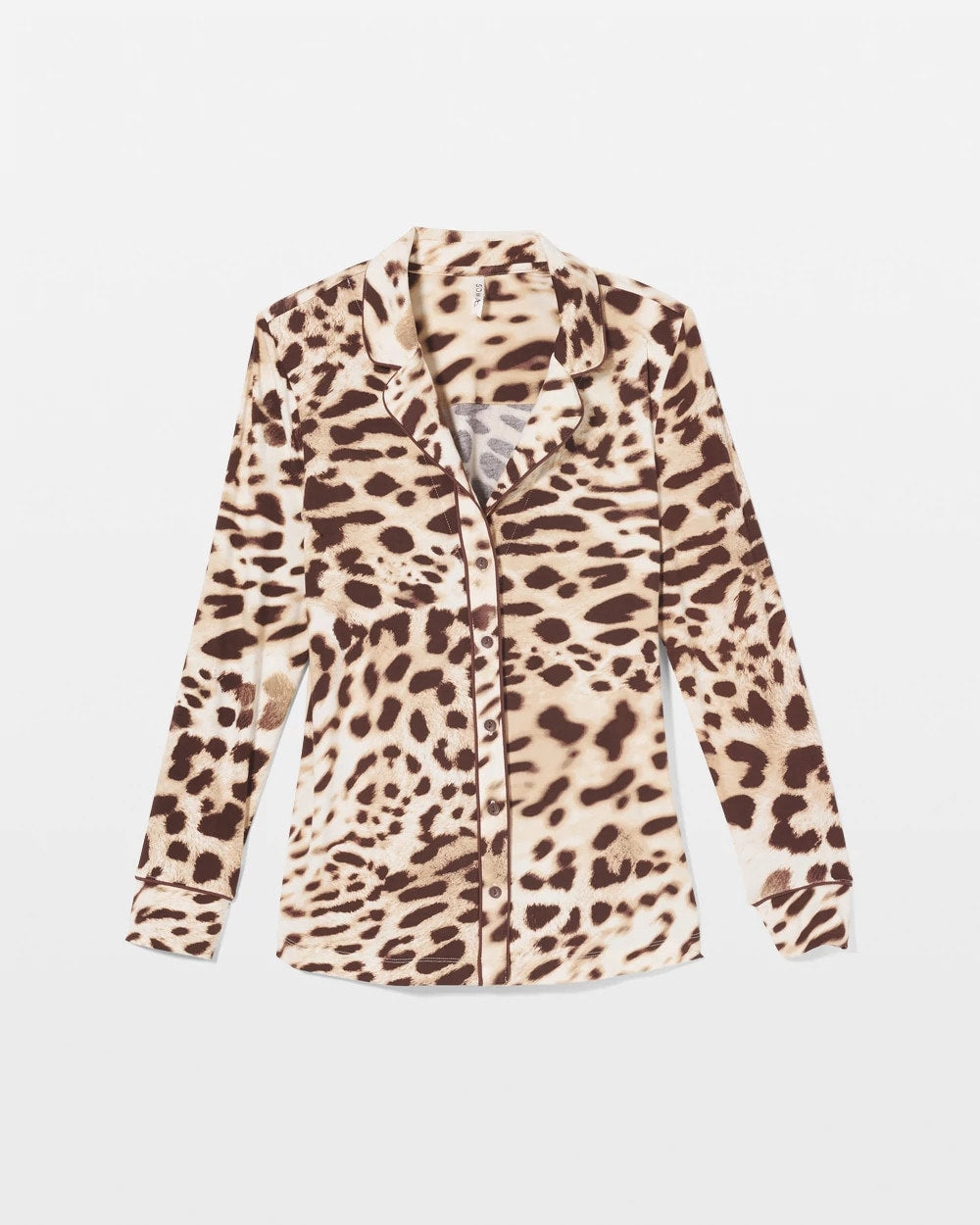 Long-Sleeve Printed Notch Collar Pajama Top - ANIMAL AURA WHITE SMOKE | Soma near me