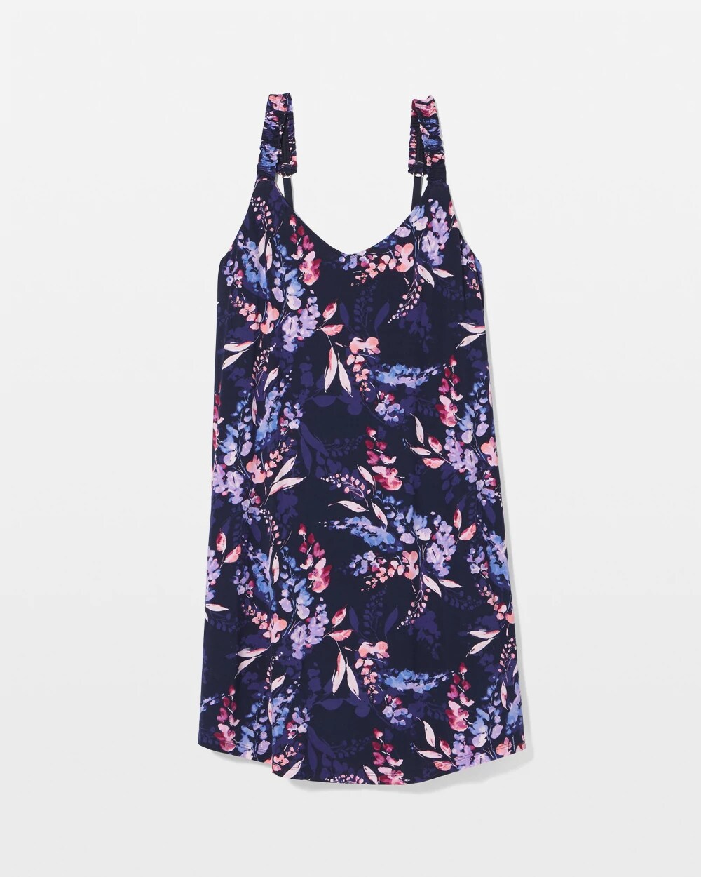 Cool Nights Ruffle Strap Chemise - BLOOM BRIGHTLY NAVY | Soma near me