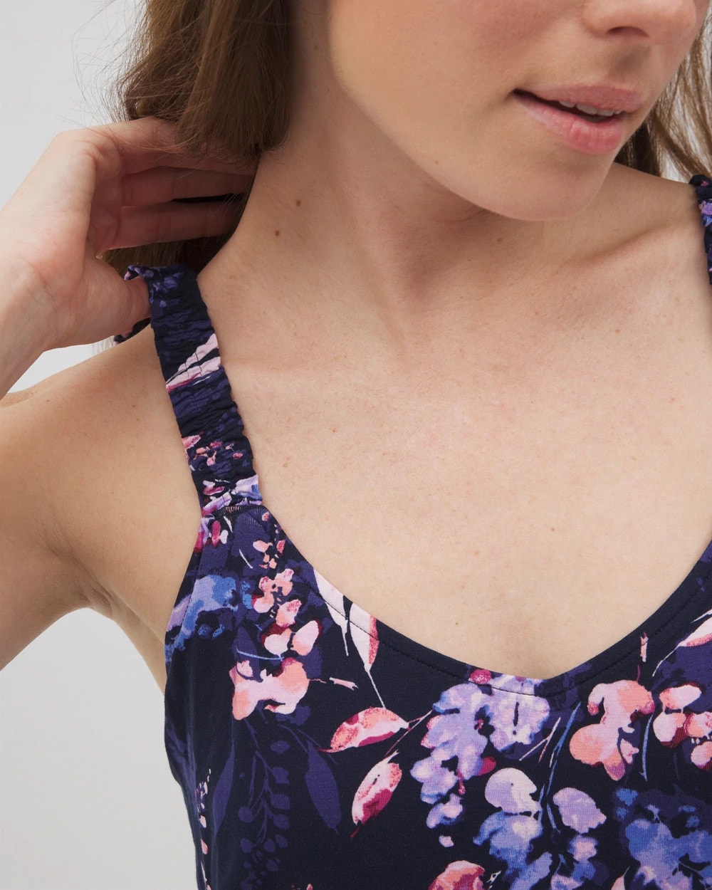 Mini Ruffle Pajama Cami - BLOOM BRIGHTLY NAVY | Soma near me