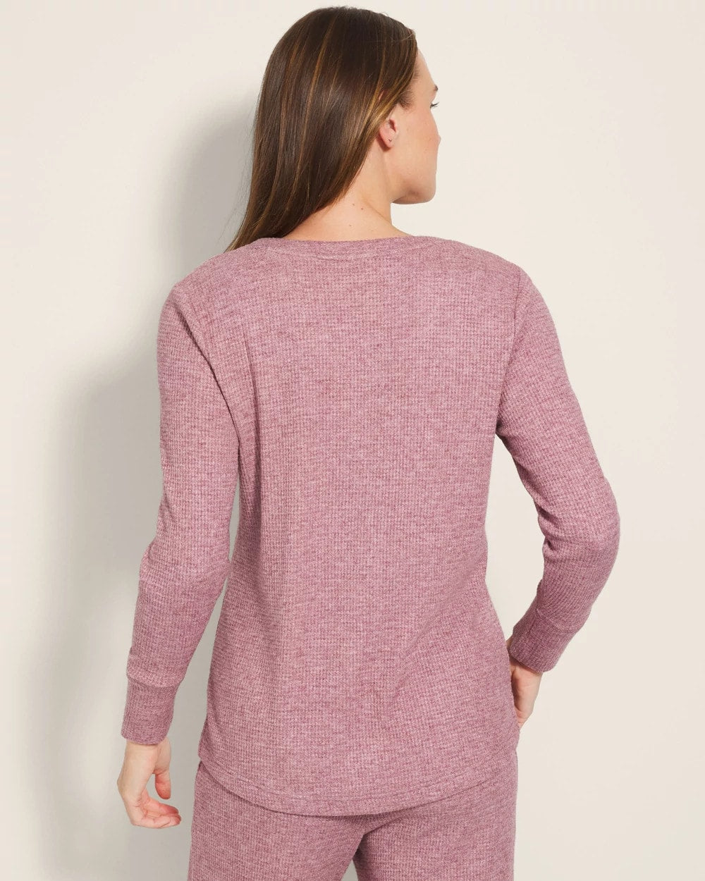 Long-Sleeve Pajama Henley - HEATHER PINOT | Soma near me