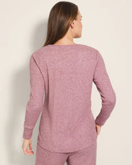 Long-Sleeve Pajama Henley - HEATHER PINOT | Soma near me