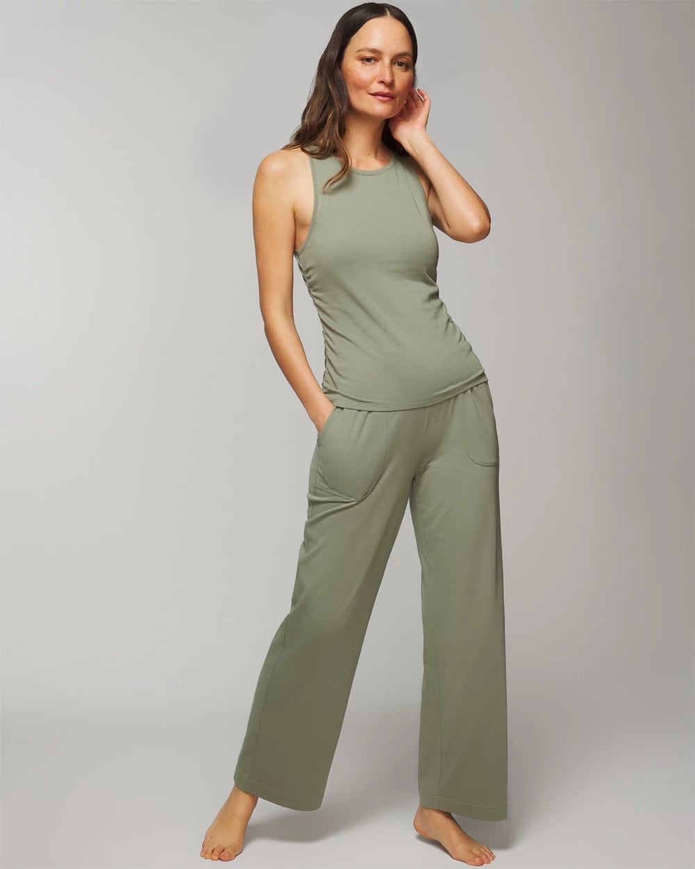 Shirred Side Pajama Tank - RESTORATION GREEN | Soma discount