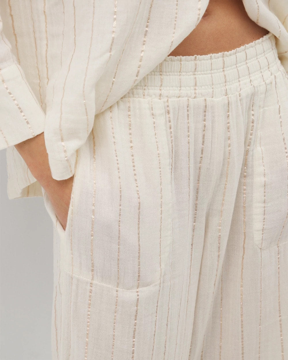 Cotton Gauze Pajama Pant - CHAMPAGNE STRIPE | Soma Online