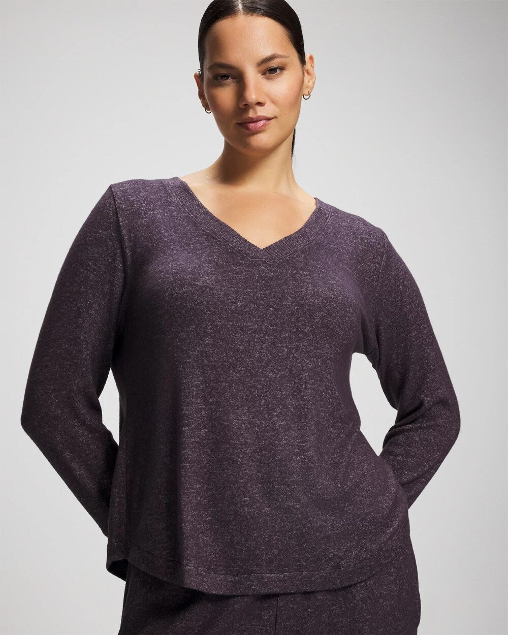 Long Sleeve Pajama Tee - GRAY INK/PEARLED IVORY | Soma on sale