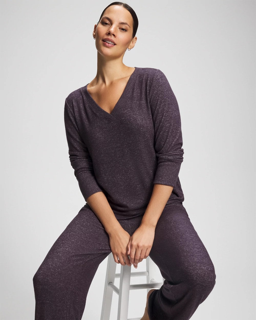 Long Sleeve Pajama Tee - GRAY INK/PEARLED IVORY | Soma on sale