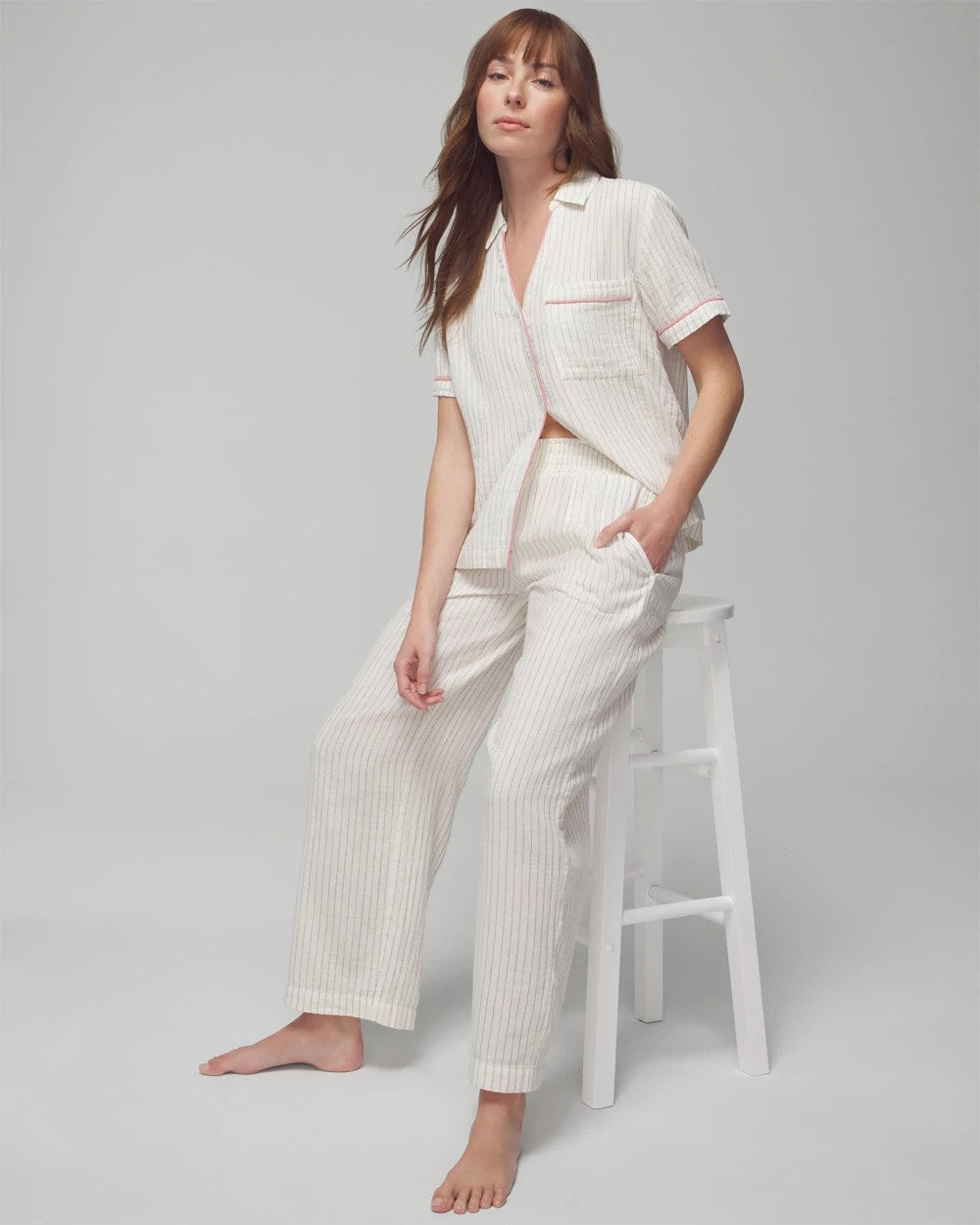 Pajama Pants - DBL CLOTH BW STRIPE | Soma sale