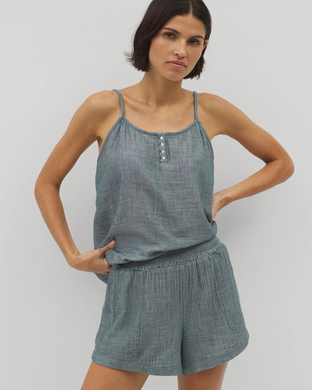 Cotton Gauze Pajama Shorts - DARK SEA CROSSDYE | Soma discount