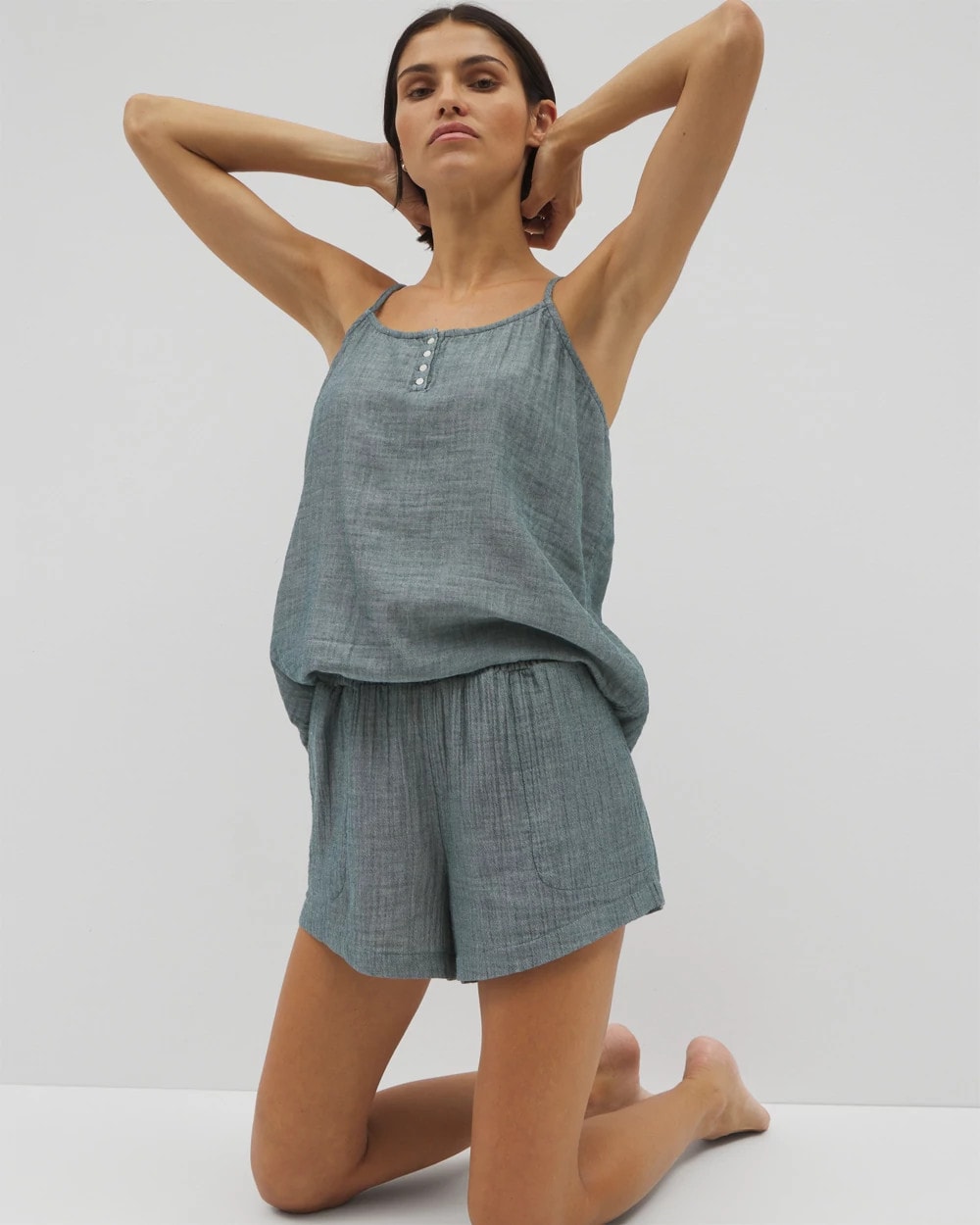 Cotton Gauze Pajama Shorts - DARK SEA CROSSDYE | Soma discount