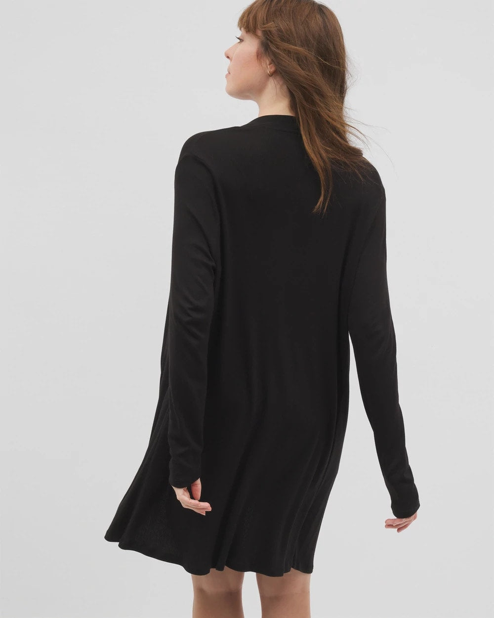 Lightweight Rib Knit Long Sleeve Wrap - BLACK | Soma Online
