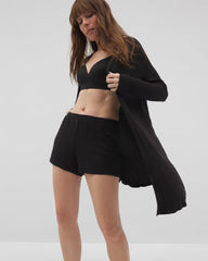 Lightweight Rib Knit Long Sleeve Wrap - BLACK | Soma Online