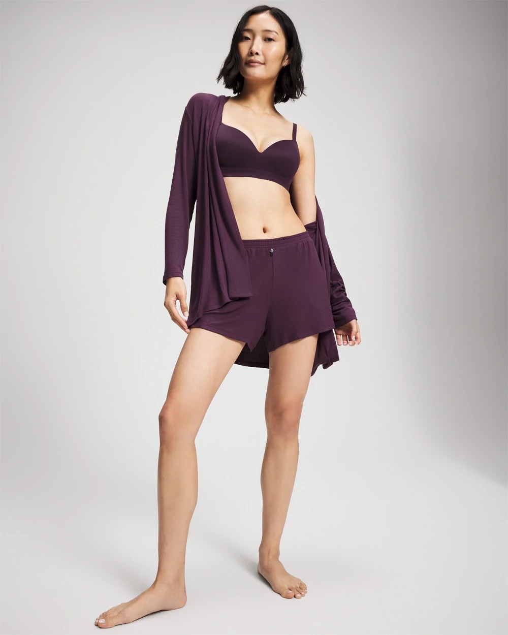Lightweight Rib Knit Long Sleeve Wrap - PLUM PERFECT | Soma outlet