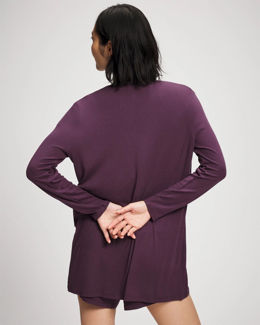 Lightweight Rib Knit Long Sleeve Wrap - PLUM PERFECT | Soma outlet
