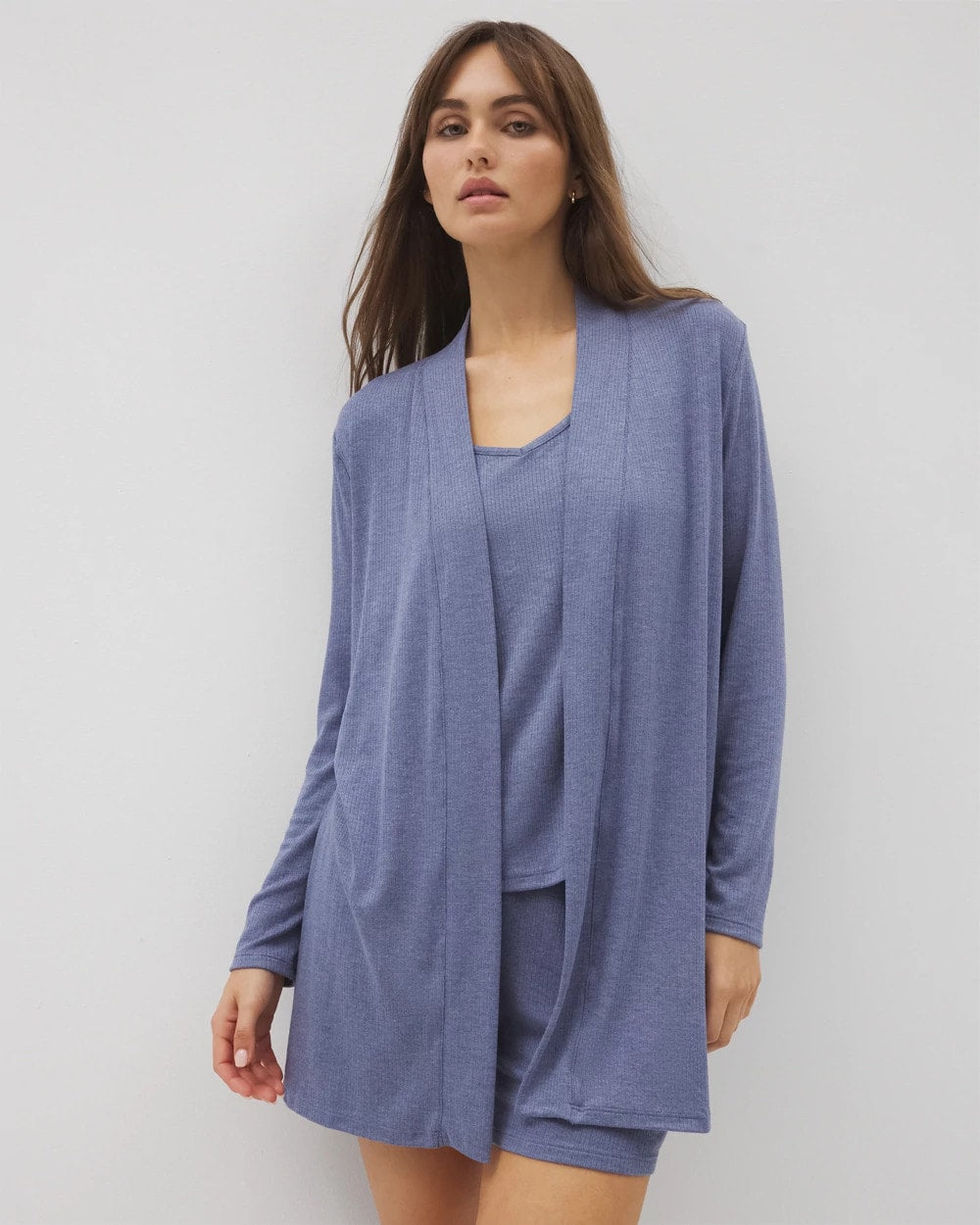 Lightweight Rib Knit Long Sleeve Wrap - HEATHER DUSK | Soma near me