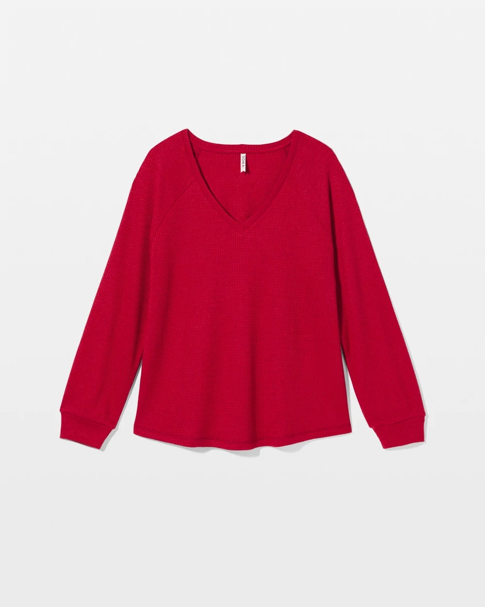 Cozy Waffle Long Sleeve V-Neck Pajama Top - PAINT THE TOWN RED | Soma on sale