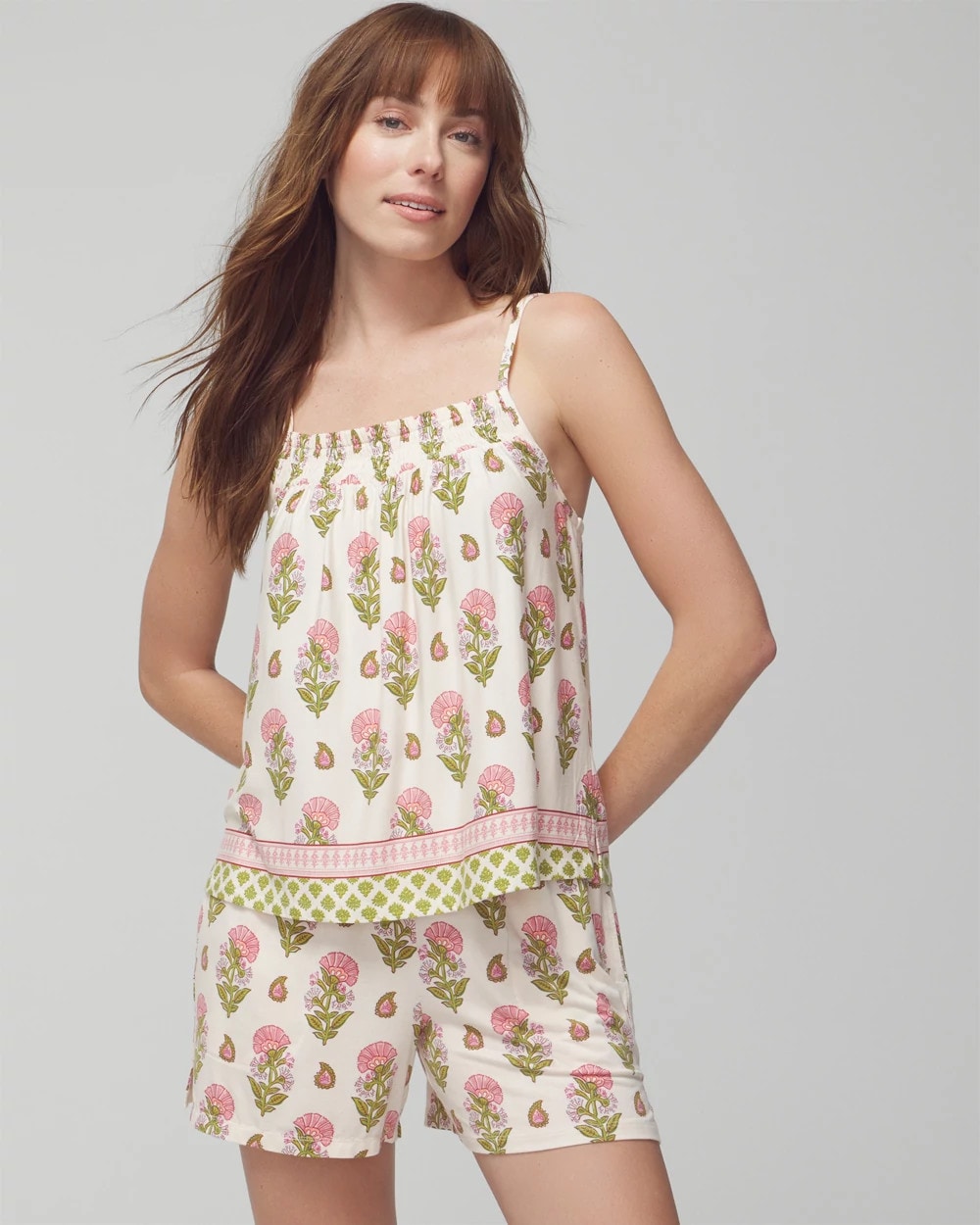 Smocked Pajama Cami - PAISLEY FLORAL BORDER WS | Soma Online