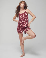Shirred Neck Pajama Cami - BUDDING ROMANCE VERMILL | Soma Online