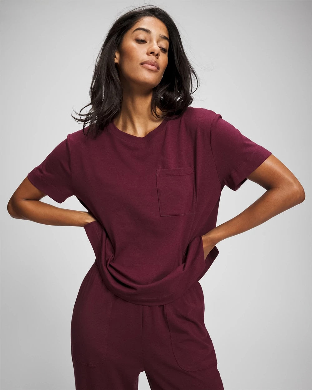 Short-Sleeve Pocket Pajama Tee - VELVET PLUM | Soma outlet
